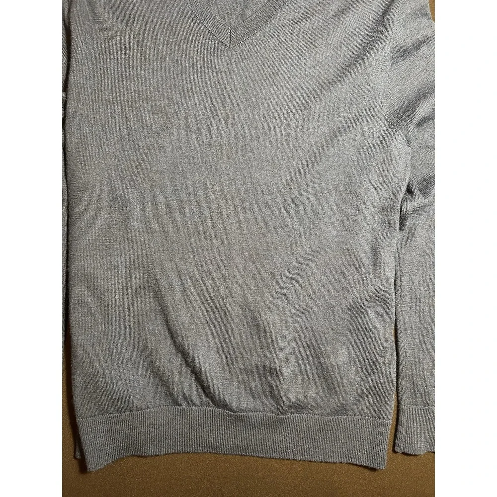 Banana Republic Mens Blue Gray 100% Merino Wool V-Neck Pullover Sweater L